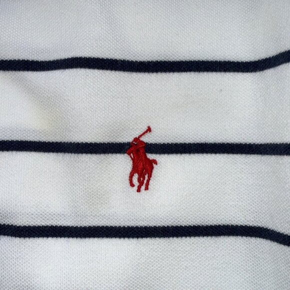 Polo Ralph Lauren Mens Striped Polo Shirt XXL Short Sleeve White Cotton Classic - Picture 6 of 8